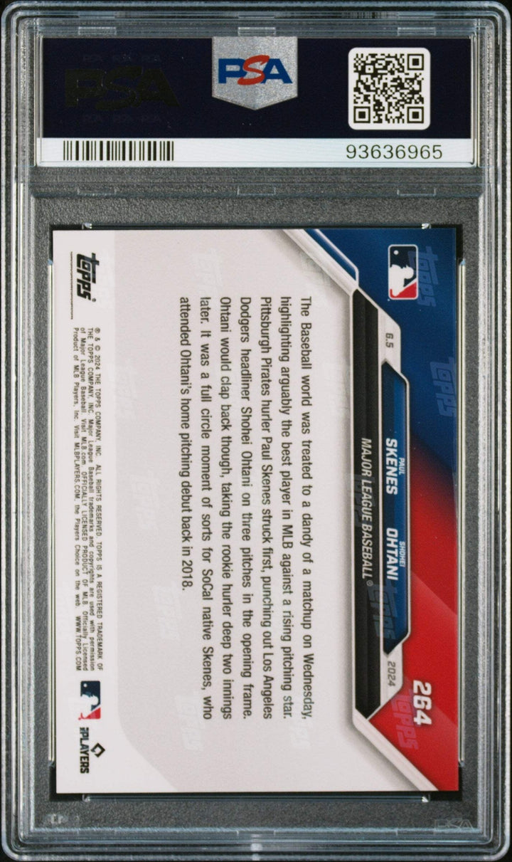 Graded 2024 Topps Now Paul Skenes/Shohei Ohtani #264 Baseball Card PSA 10 Gem