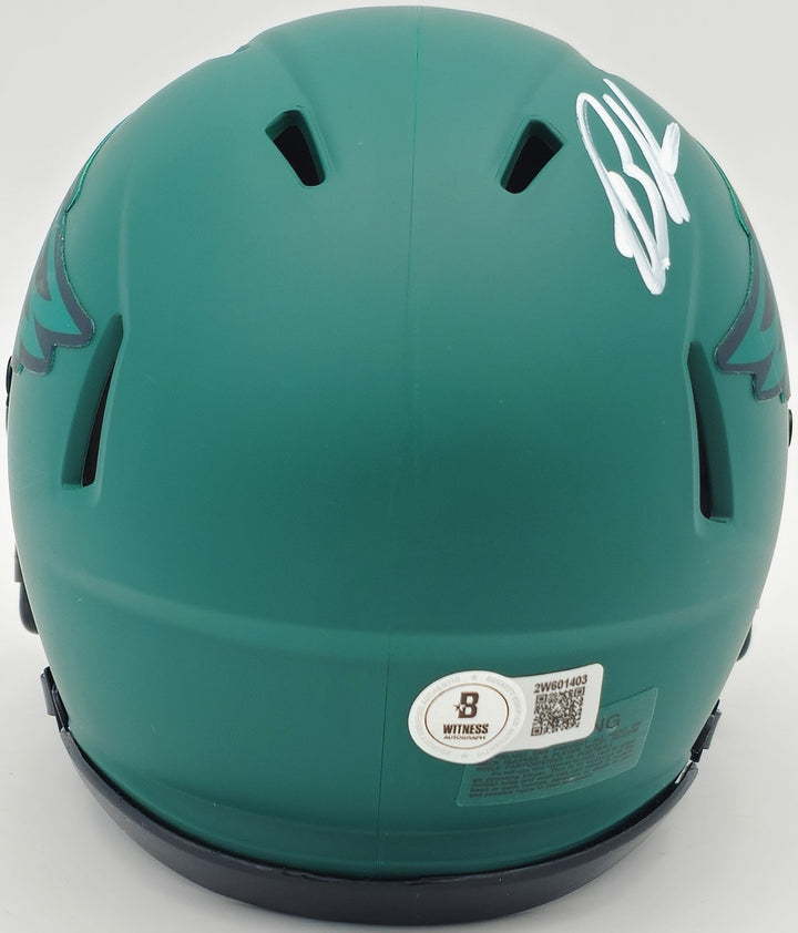 Brandon Graham Signed Eagles Rave Green Speed Mini Helmet Beckett Wit