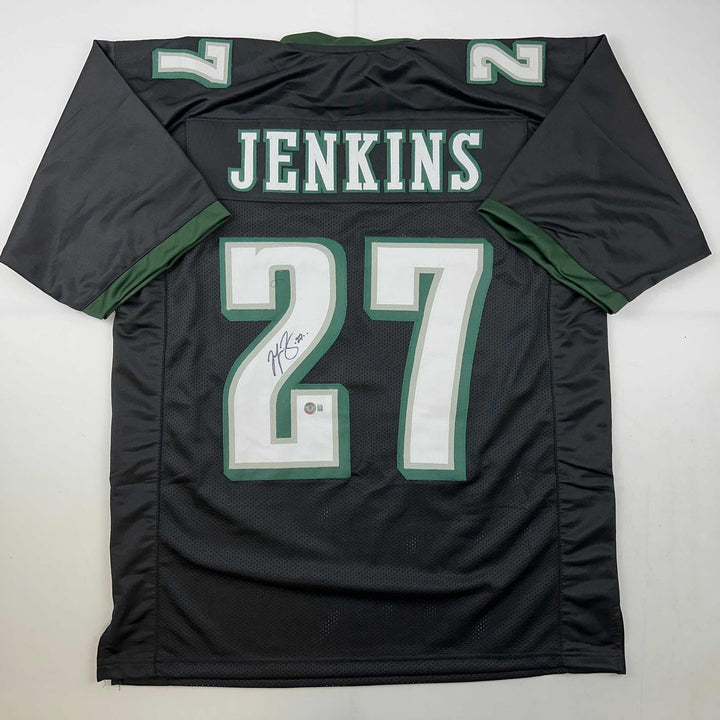 Autographed/Signed Malcolm Jenkins Philadelphia Black Jersey Beckett COA