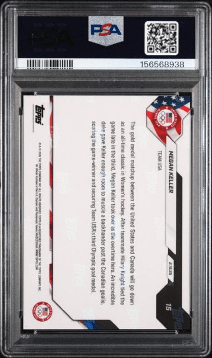Graded 2026 Topps Now Olympics Megan Keller #15 Hockey Card PSA 10 Gem Mint