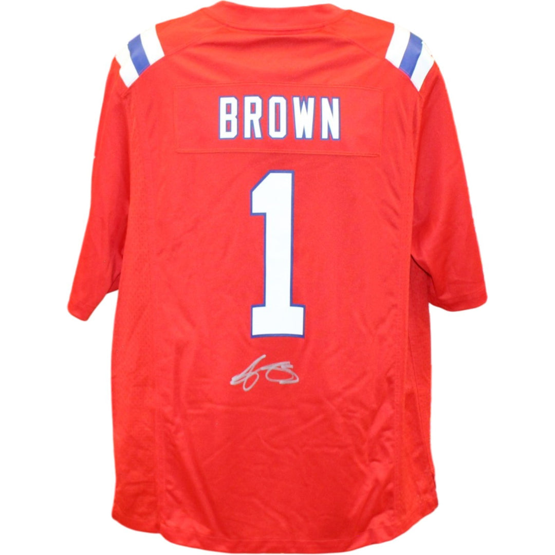 AJ Brown Autographed New England Patriots Nike Size XL Jersey Beckett WIT 57959
