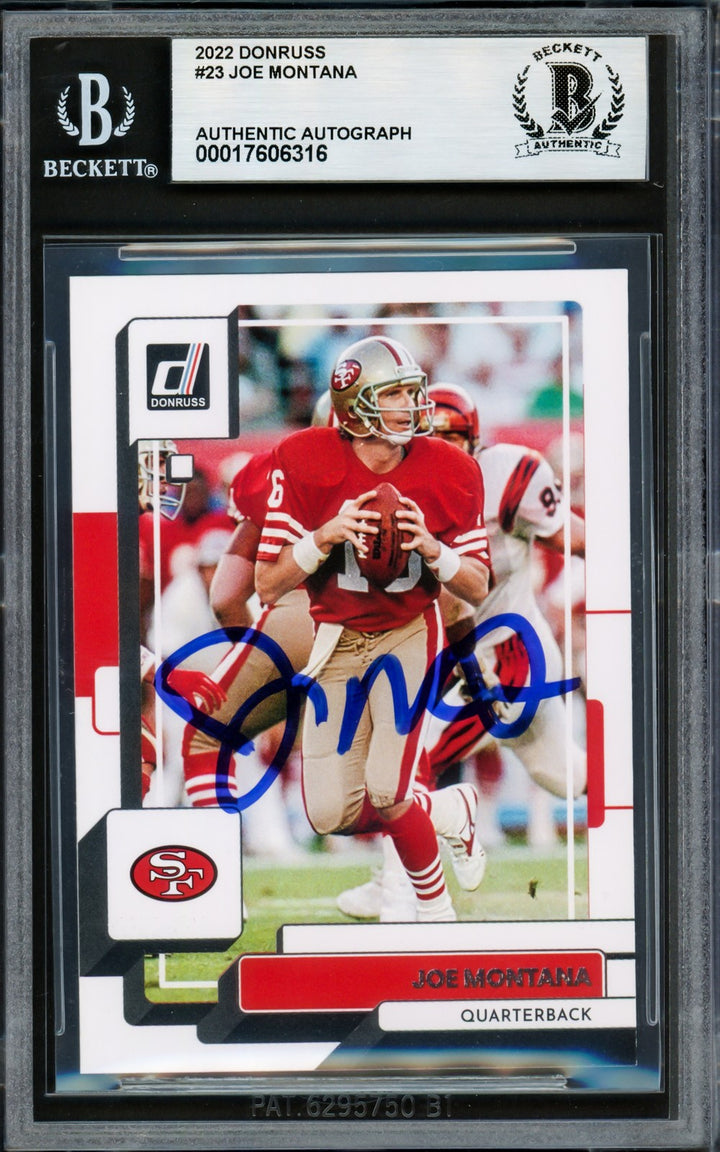 Joe Montana Signed 2022 Donruss Card 23 San Francisco 49ers Beckett #17606316
