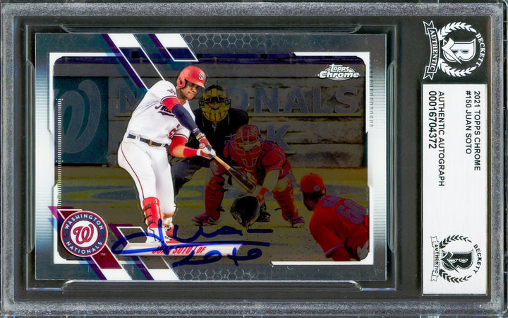 Juan Soto Signed 2021 Topps Chrome Card 150 New York Mets Beckett #16704372