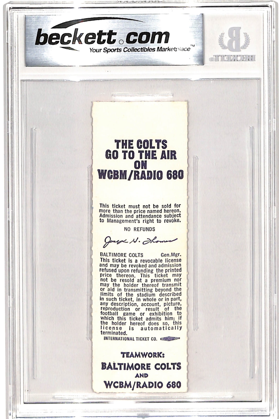 OJ Simpson Signed 11/25/73 Ticket Stub Insc. Grade 10 Auto Beckett 42705