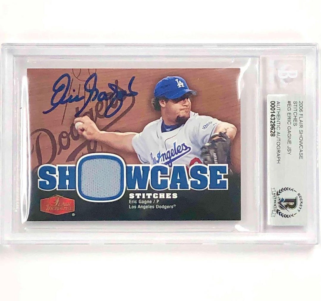 Eric Gagne full autograph signed 2006 Flair Showcase GU jersey BAS BGS 10 Auto