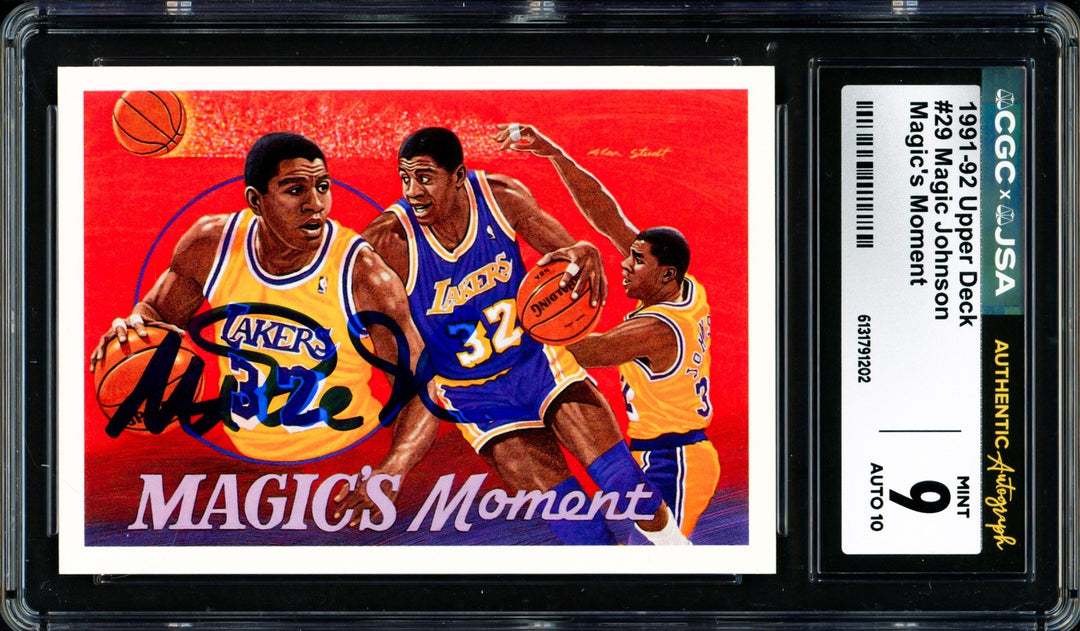 Magic Johnson Auto 1991-92 Upper Deck Card #29 Lakers CGC x JSA 9 Sig GM 10 CGC