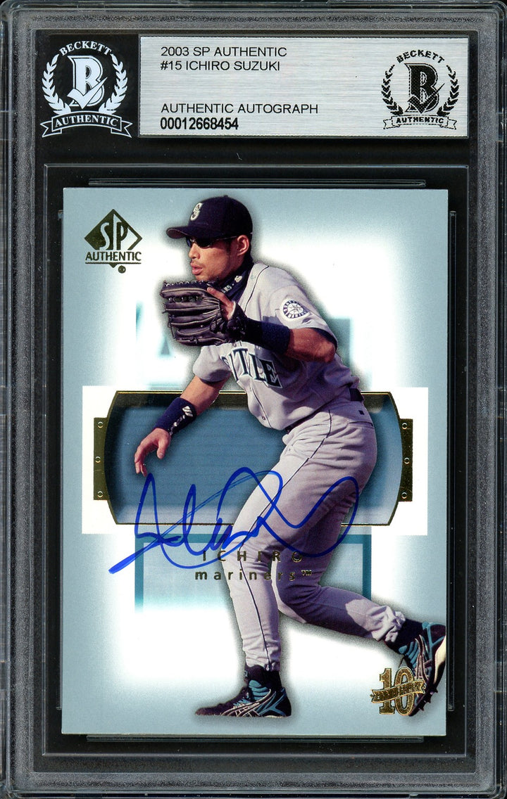 Ichiro Suzuki Signed 2003 SP Authentic Card #15 Seattle Mariners Beckett BAS