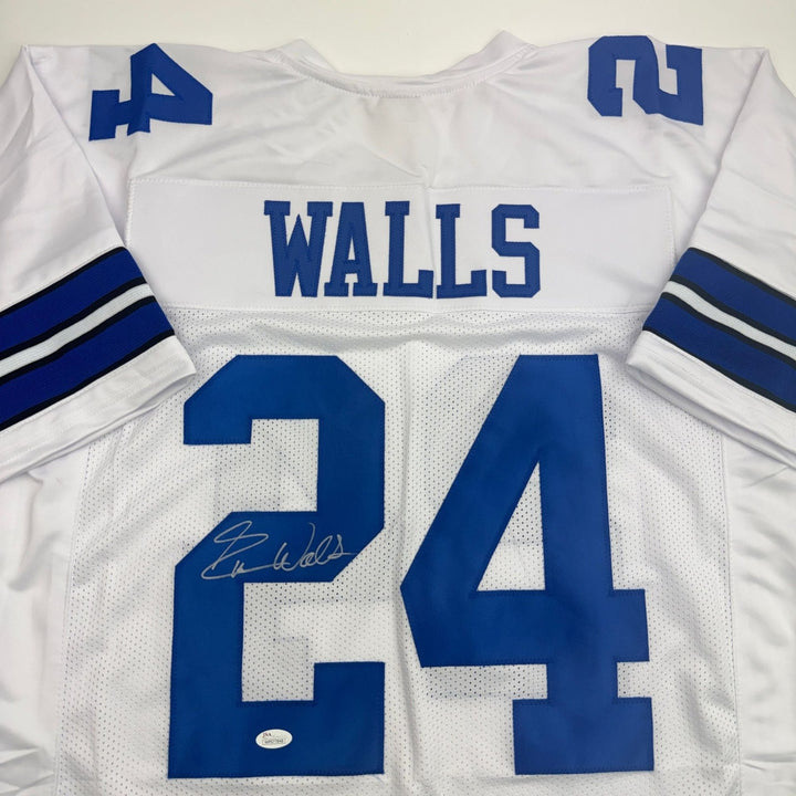 Autographed/Signed Everson Walls Dallas White Football Jersey JSA COA