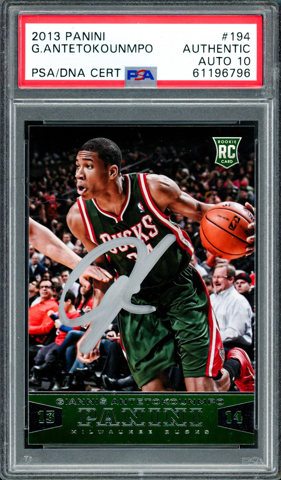 Giannis Antetokounmpo Signed 2013 Panini RC 194 Bucks Auto GM 10 PSA/DNA