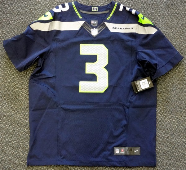 Seattle Seahawks Russell Wilson Signed Blue Nike Elite Jersey Size 48 RW Holo