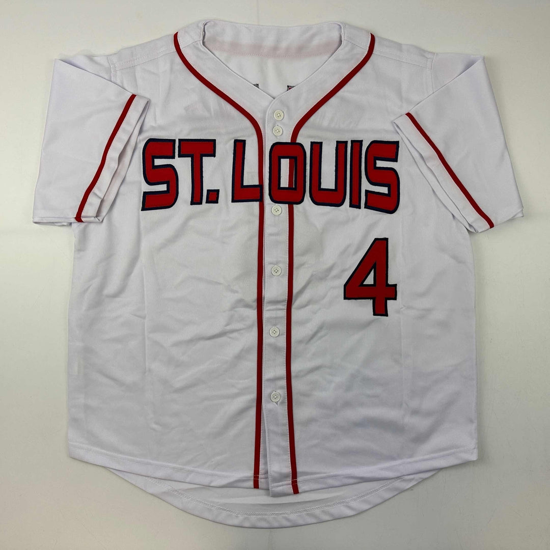 Facsimile Autographed Yadier Molina St. Louis White Reprint Jersey Size Men's XL