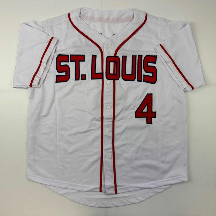 Facsimile Autographed Yadier Molina St. Louis White Reprint Jersey Size Men's XL