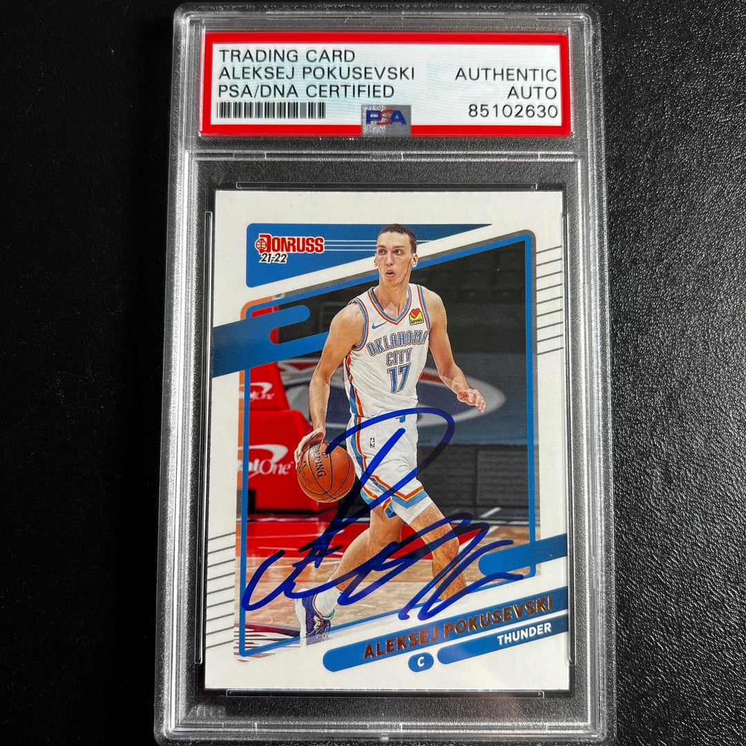2021-22 Panini Donruss #42 Aleksej Pokusevski Signed Card AUTO PSA Slabbed RC Th