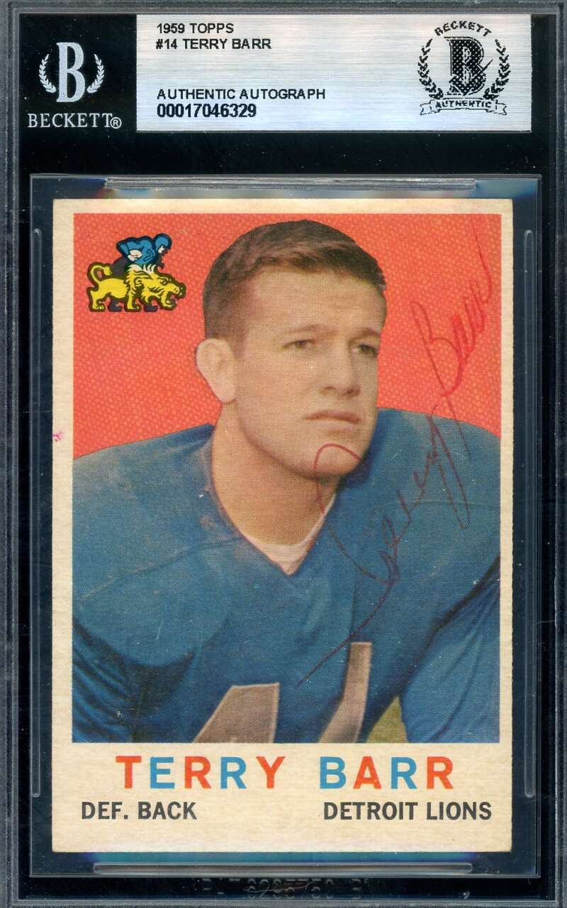 Terry Barr Beckett BAS Signed 1959 Topps Autograph