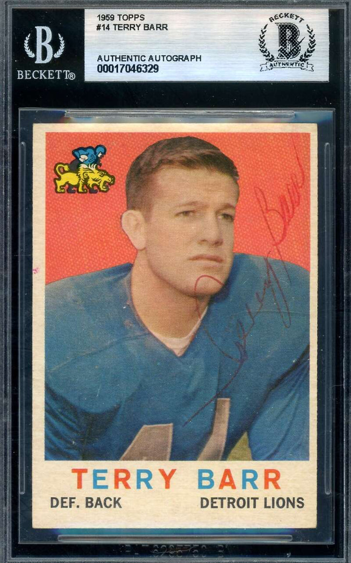 Terry Barr Beckett BAS Signed 1959 Topps Autograph