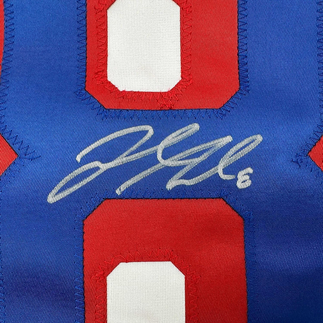 Framed Autographed/Signed Jacob Trouba 35x39 New York White Jersey JSA COA