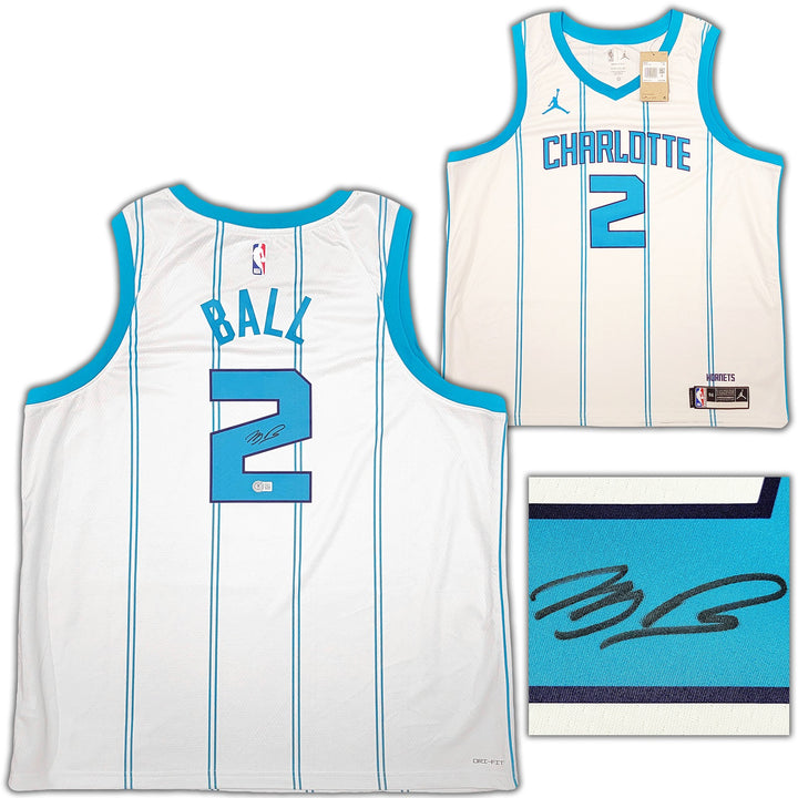 Charlotte Hornets LaMelo Ball Signed White Nike Swingman Jersey Size XXL Beckett