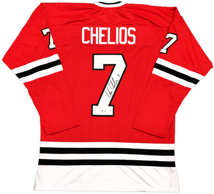 Chicago Blackhawks Chris Chelios Autographed Signed Red Jersey Beckett Witness