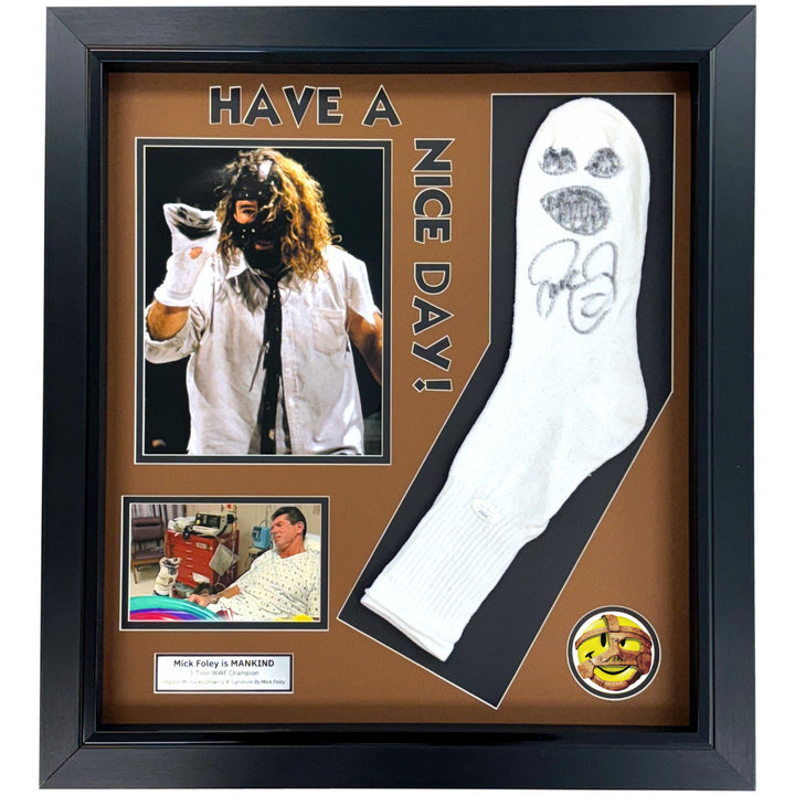 Mankind Mick Foley Autographed Mr. Socko Authentic Drawing Framed JSA WWE Signed
