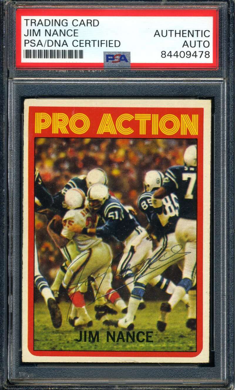 Jim Nance PSA DNA Coa Vintage Signed 1972 Topps Autograph