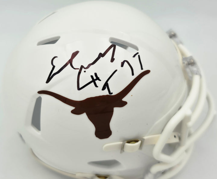 Earl Campbell Signed Texas Longhorns White Speed Mini Helmet "HT 77" Beckett Wit
