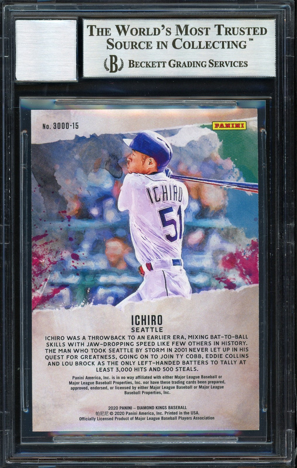 Ichiro Suzuki Auto 2020 Panini Diamond Kings 3000 Card 3000-15 Sig 10 BAS