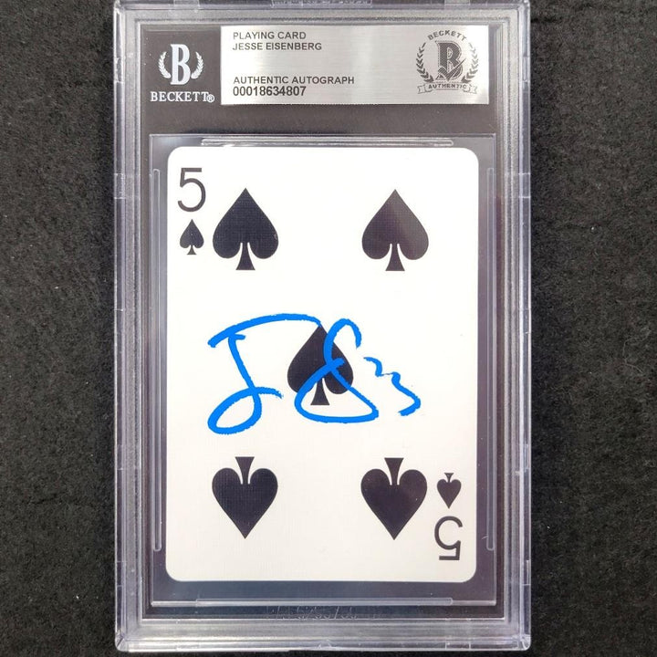 Jesse Eisenberg signed 5 Spade Playing Card Now You See Me autograph Beckett BAS