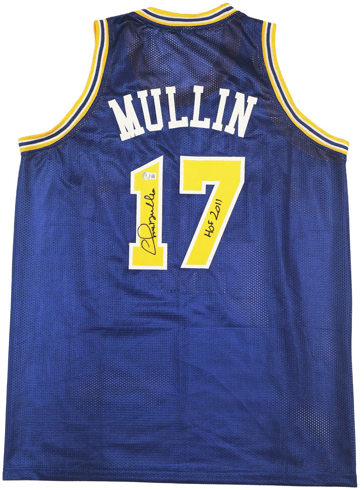 Golden State Warriors Chris Mullin Signed Blue Jersey "HOF 2011" Beckett Witness