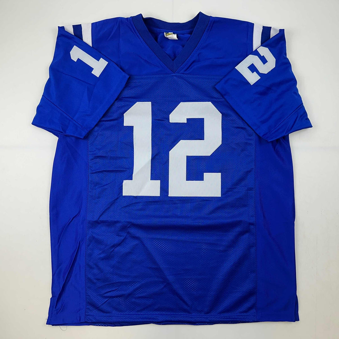 Facsimile Autographed Andrew Luck Indianapolis Blue Reprint Jersey Size Men's XL