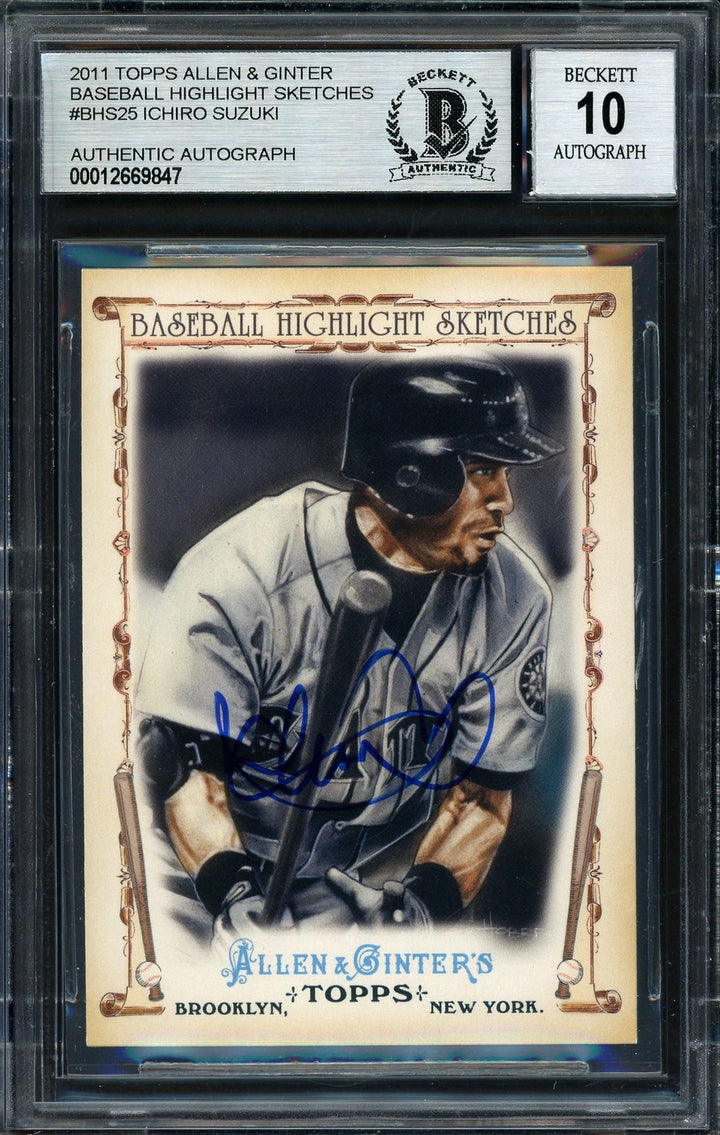 Ichiro Suzuki Auto 2011 Topps Allen Ginter Highlight Sketches Card BHS-25 Sig 10