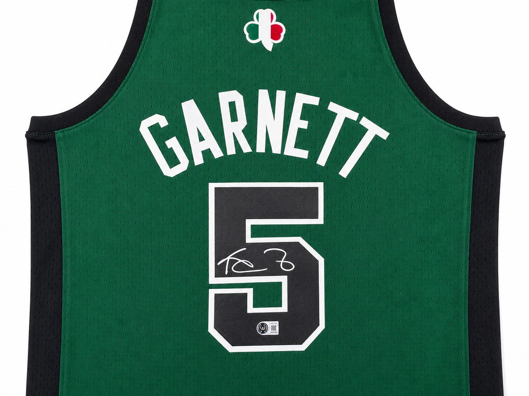 Celtics Kevin Garnett Signed Green Mitchell & Ness Jersey Size L BAS Witness
