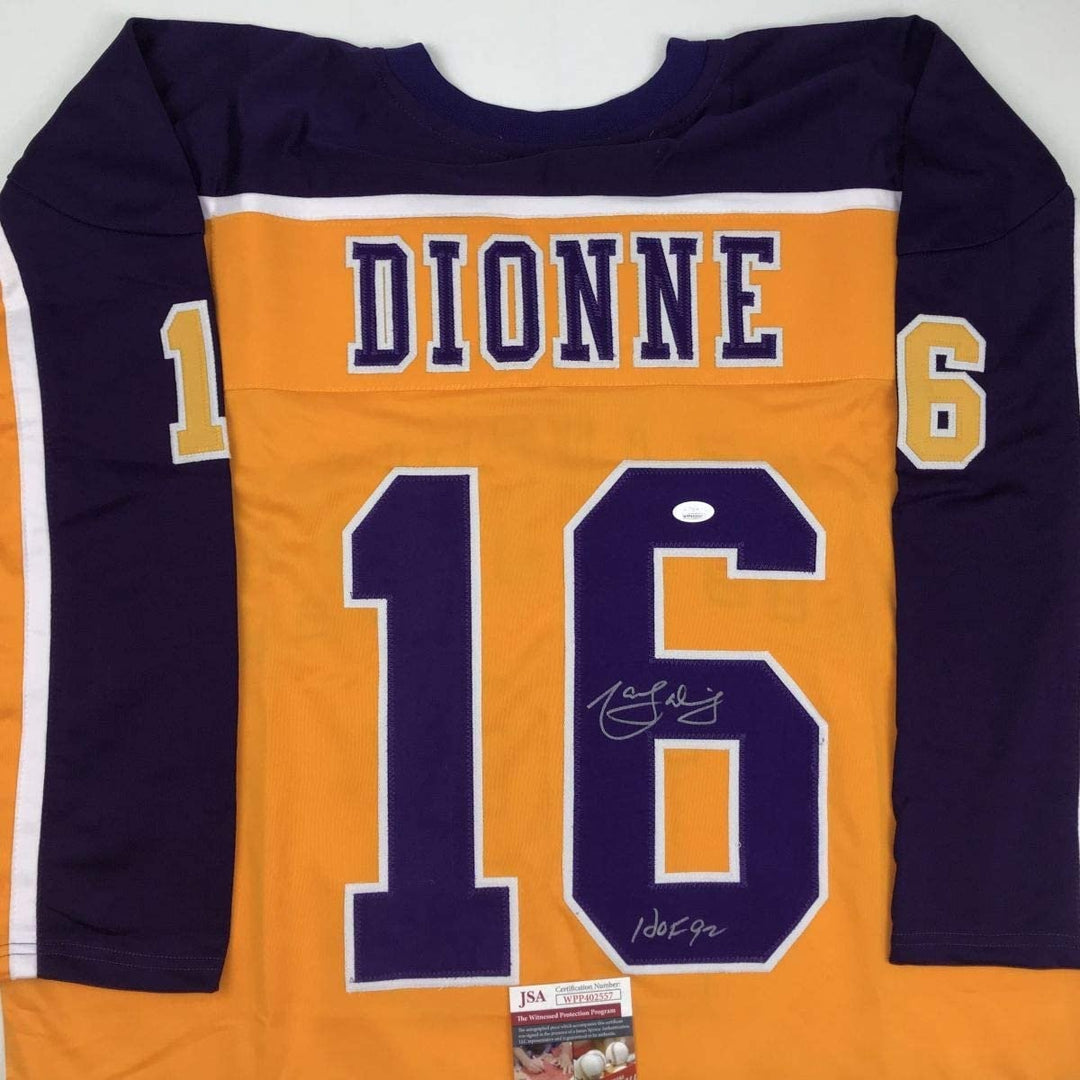 Signed Marcel Dionne HOF 92 Los Angeles LA Yellow Jersey JSA COA