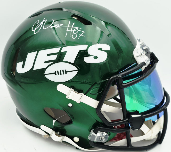 CJ Uzomah Auto Jets Flash Green Full Size Speed Authentic Helmet Beckett Witness
