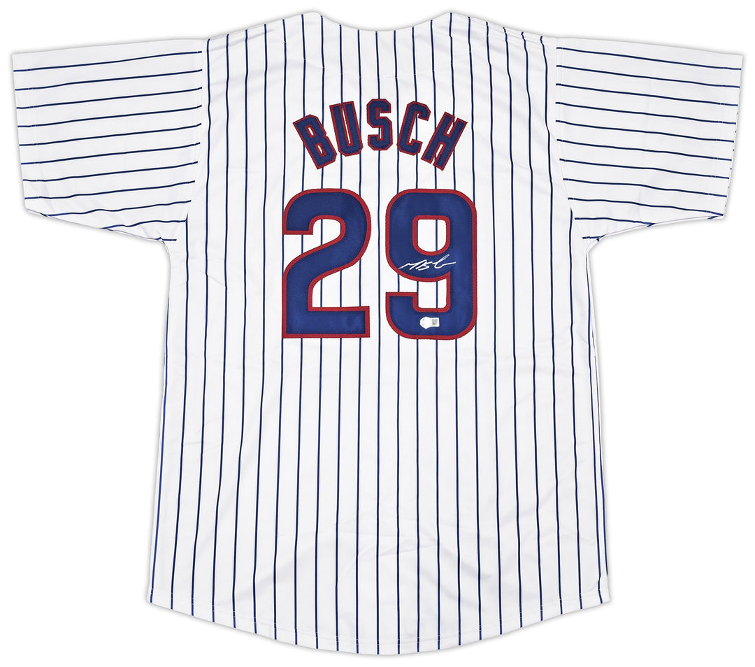 Chicago Cubs Michael Busch Signed White Pinstripes Jersey Beckett Witness