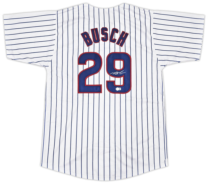 Chicago Cubs Michael Busch Signed White Pinstripes Jersey Beckett Witness
