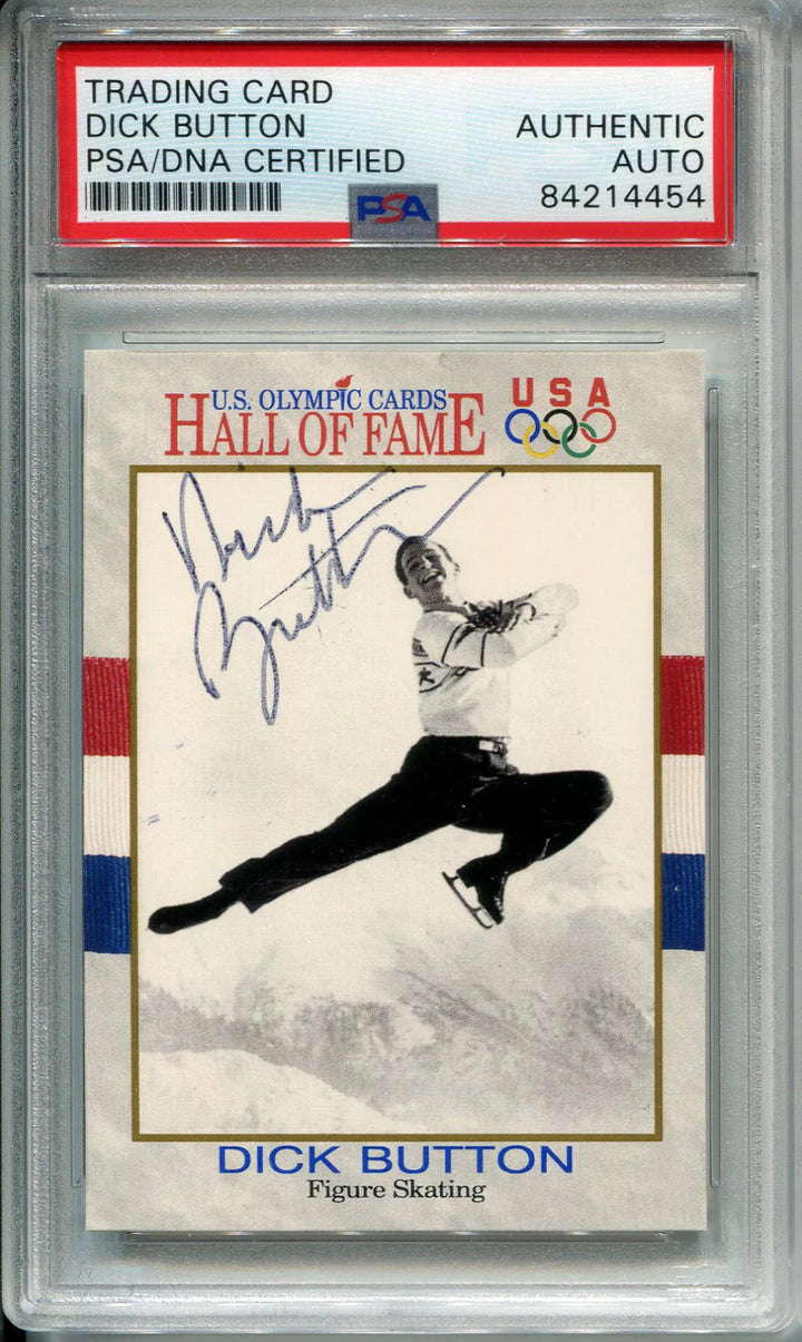 Dick Button Autographed 1991 U.S. Olympic Hall of Fame Card (PSA)