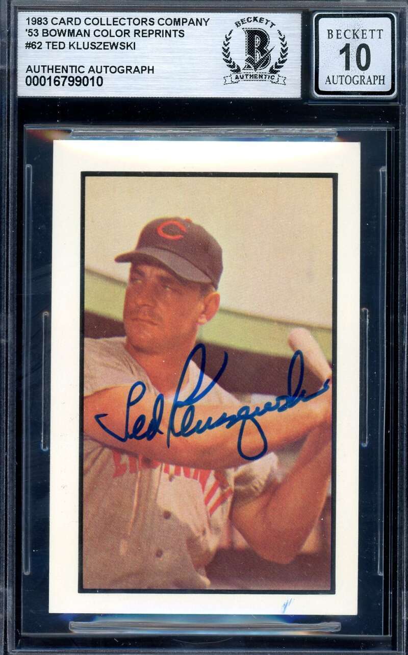 Ted Kluszewski Gem Mint 10 Beckett BAS Signed 1953 Bowman 1983 Reprint Autograph