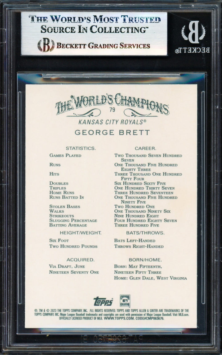 George Brett Signed 2023 Topps Allen & Ginter Card 79 Royals Beckett #17830820
