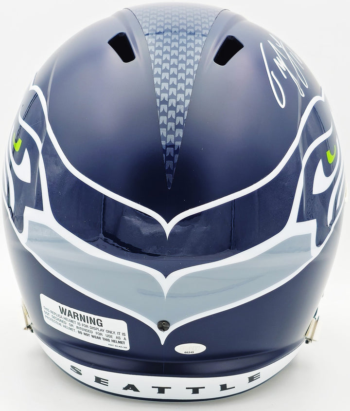Tyler Lockett Auto Signed Seahawks Blue Full Size Speed Replica Helmet MCS Holo