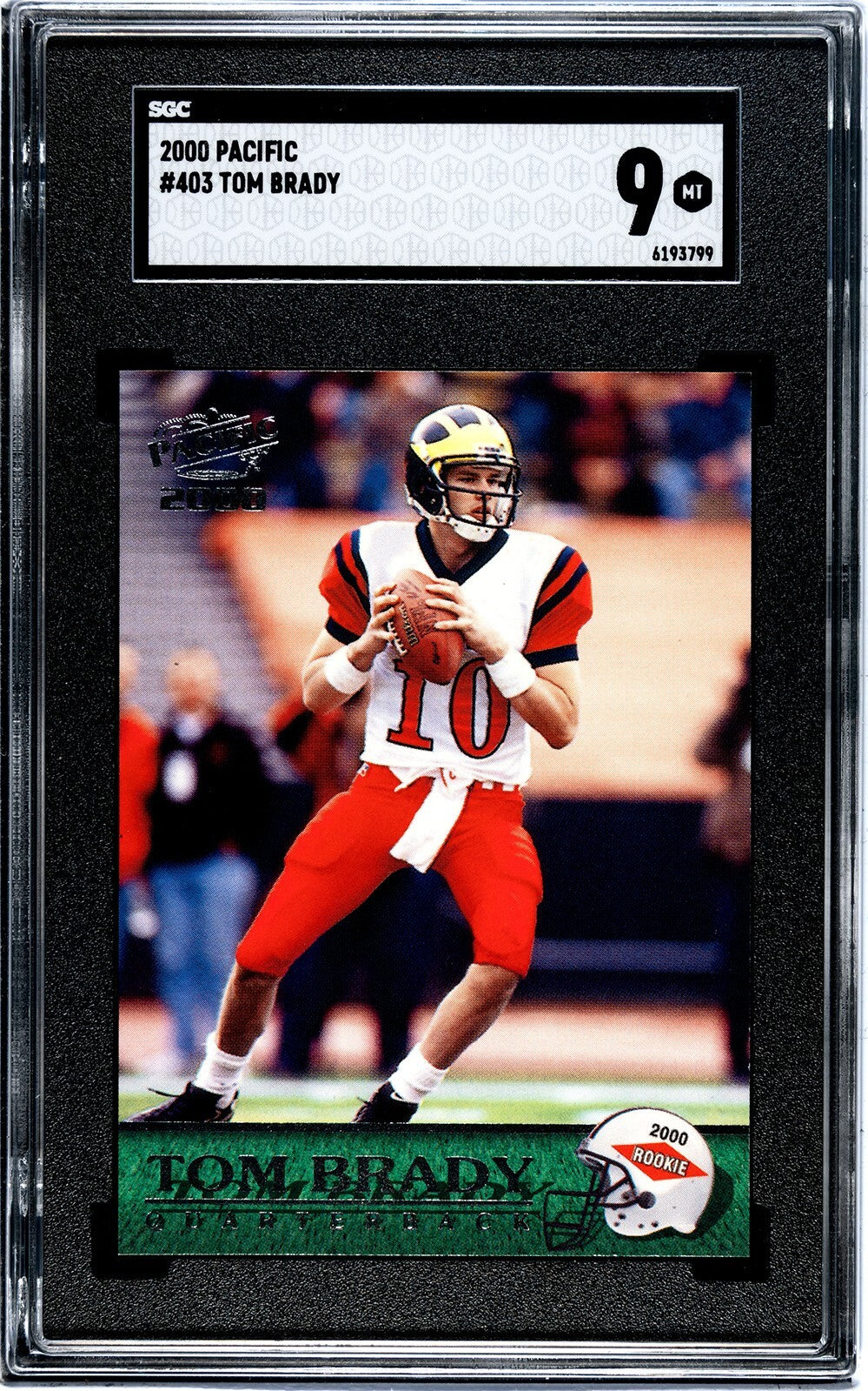 Tom Brady 2000 Pacific RC Card  #403- SGC Graded 9 Mint (Michigan/Patriots/GOAT)