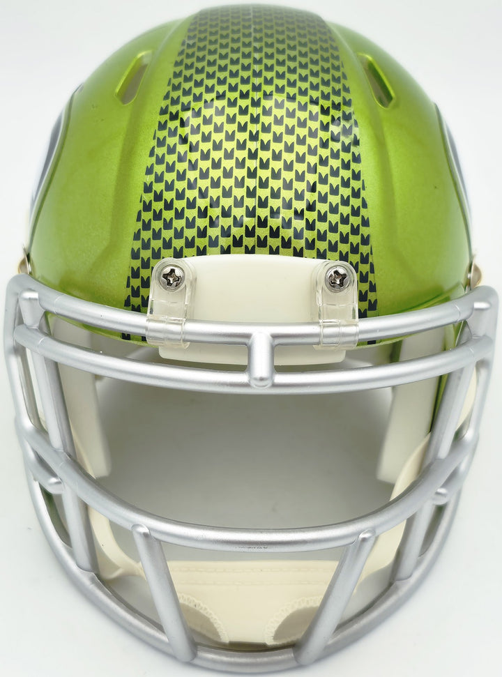 Malcolm Smith Signed Seahawks Flash Green Speed Mini Helmet Beckett Wit