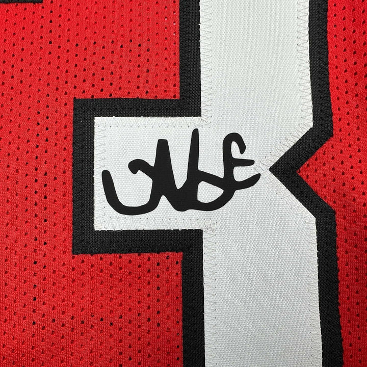 Framed Facsimile Autographed Nate Frazier 35x39 Red Reprint Laser Auto Jersey