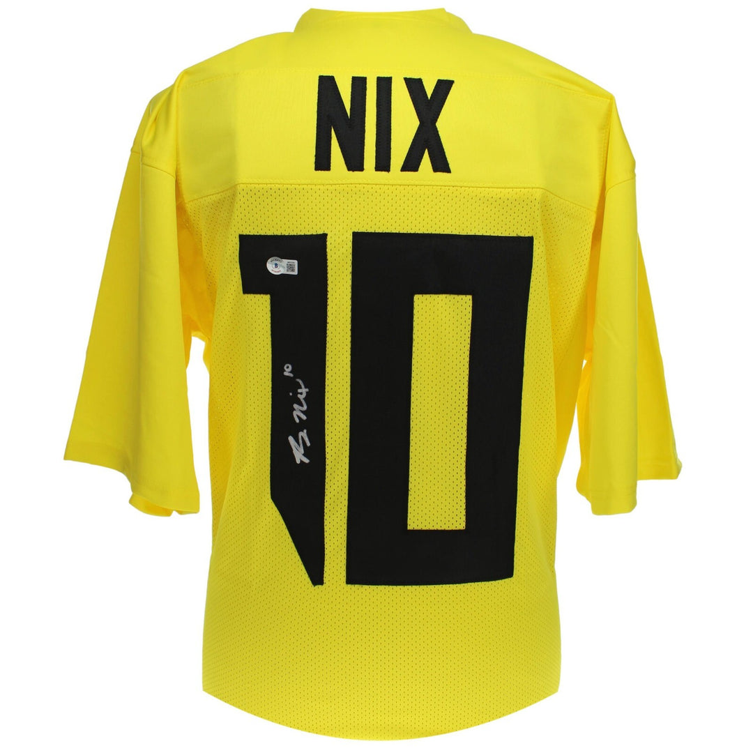 Bo Nix Autographed Oregon Ducks Yellow Alternate Jersey BAS COA Signed Broncos
