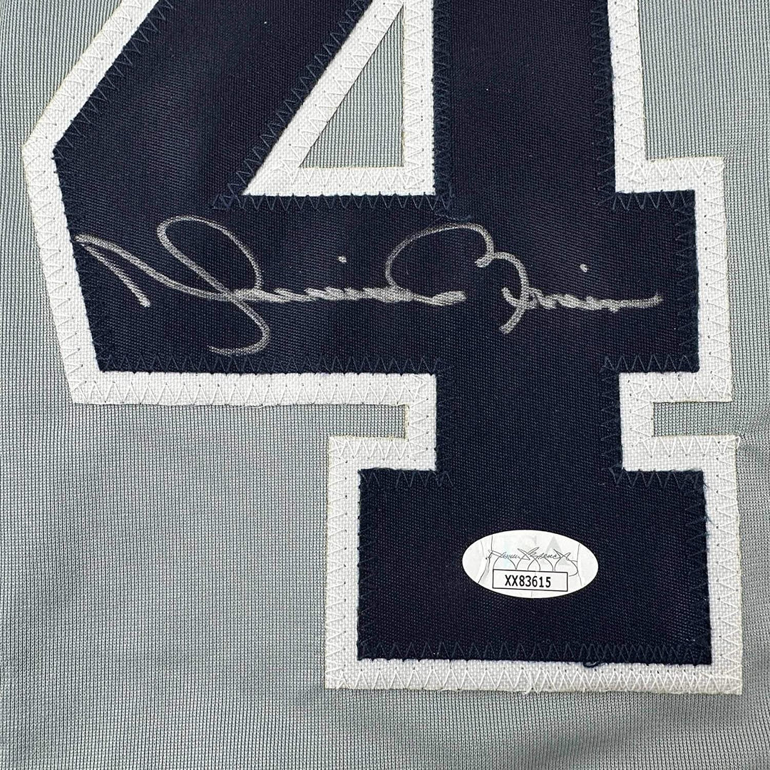 Framed Signed Mariano Rivera 35x39 New York Grey Jersey JSA COA/LOA