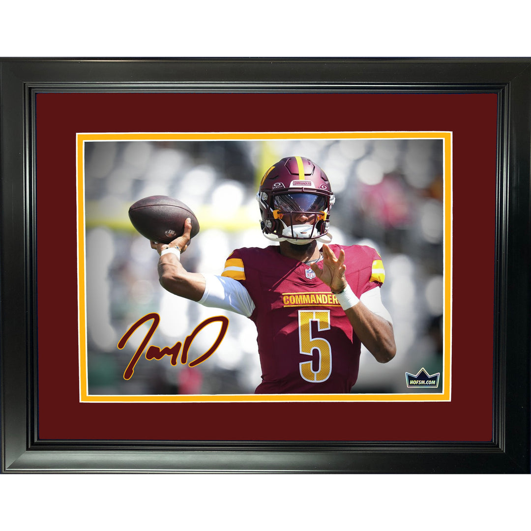 Framed Jayden Daniels Facsimile Signature Auto Washington Commanders 11x14 Photo