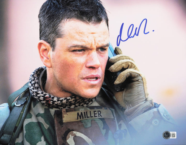 Matt Damon Autographed Signed 11x14 Photo Green Zone Beckett BAS QR #AE31909