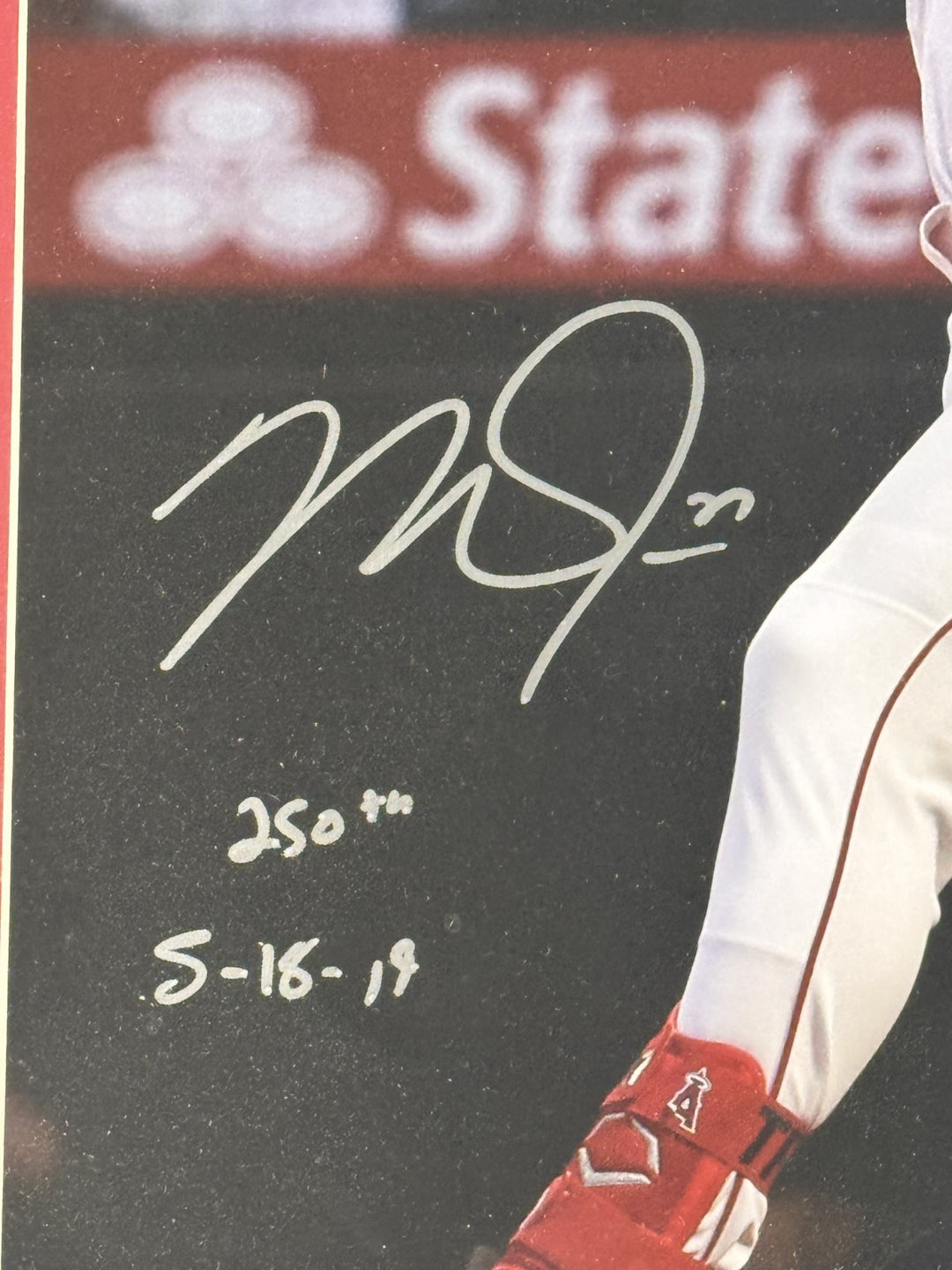 Mike Trout signed 16x20 photo 250th HR 5-18-19 autograph Framed MLB Holo COA