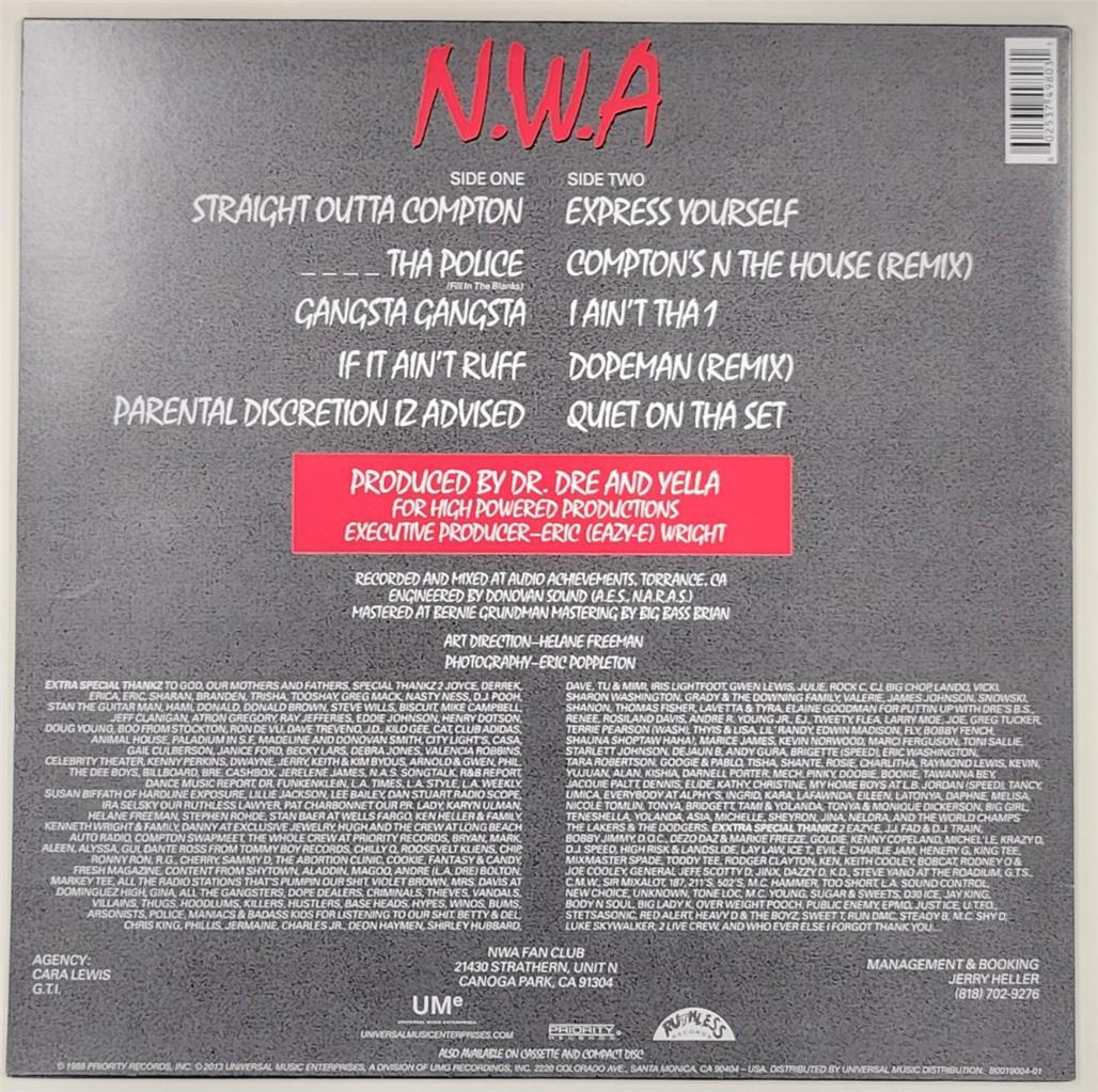 Dr. Dre signed N.W.A "Straight Outta Compton" vinyl record album cover LP JSA