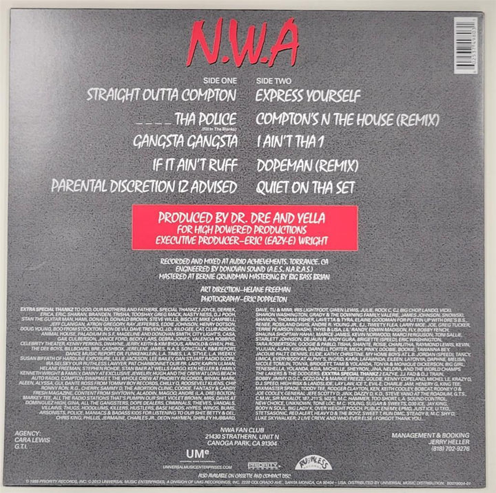 Dr. Dre signed N.W.A "Straight Outta Compton" vinyl record album cover LP JSA