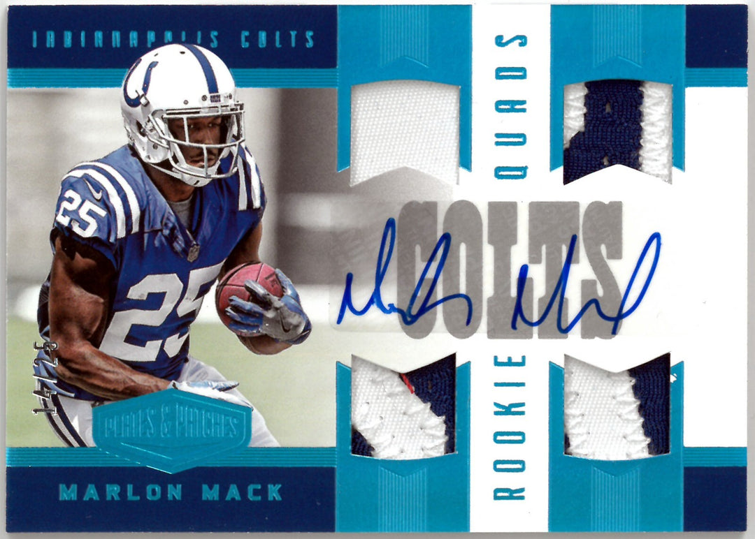 Marlon Mack signed 2017 Panini Plates & Patches Rookie/RPA Quads Auto Patch /25